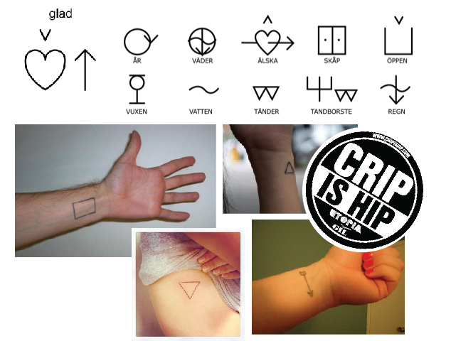 bild på tatueringar som har bliss symboler.